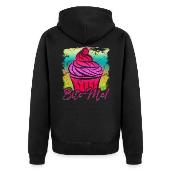 Cupcake - Unisex Premium Bio Zip Hoodie - Schwarz - Hinten - Nico (187cm)
