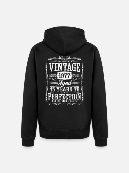 45 birthday vintage born in 1977 - Unisex Premium Organic Zip Hoodie - black