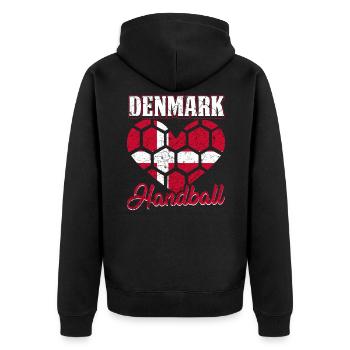 Dänemark Handball - Unisex Premium Bio Zip Hoodie - Schwarz - Hinten - Nico (187cm)