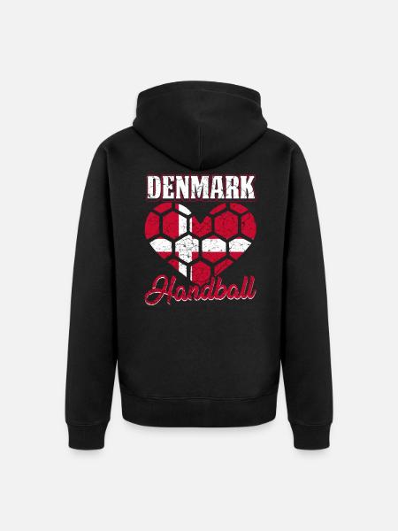 Danimarca Pallamano - Felpa con cappuccio ecologica premium unisex - nero