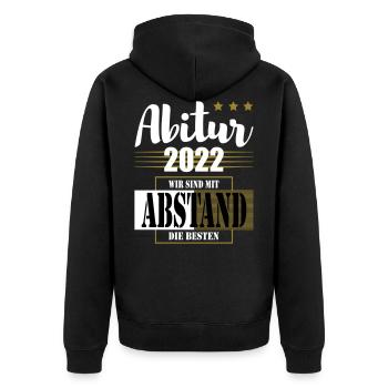 Abitur 2022 Wir sind mit Abstand die Besten - Unisex Premium Bio Zip Hoodie - Schwarz - Hinten - Nico (187cm)