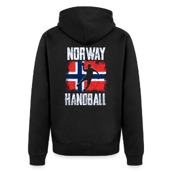 Norge håndball - Premium økologisk unisex-hettejakke - svart - Bak - Nico (187cm)