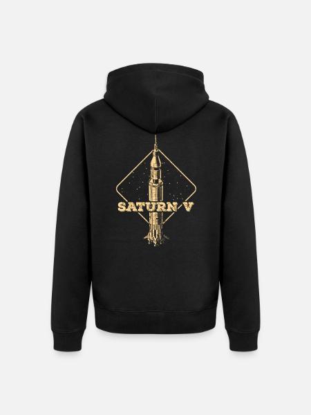 Saturn V Rocket - Unisex Premium Organic Zip Hoodie - black