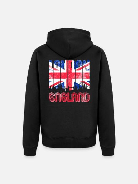 Londres Skyline Angleterre Royaume-Uni - Veste à capuche bio Premium Unisexe - noir