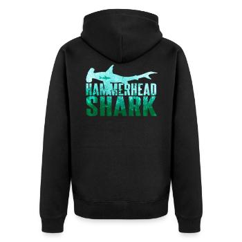 Hammerhai Hai Haifisch - Unisex Premium Bio Zip Hoodie - Schwarz - Hinten - Nico (187cm)