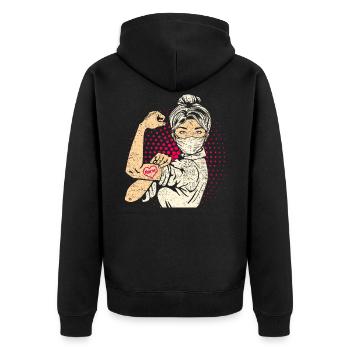 Krankenschwester - Unisex Premium Bio Zip Hoodie - Schwarz - Hinten - Nico (187cm)