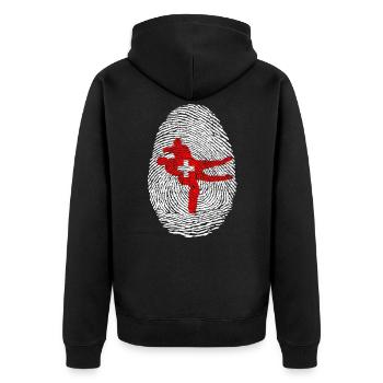 Schwingen Schweiz - Unisex Premium Bio Zip Hoodie - Schwarz - Hinten - Nico (187cm)