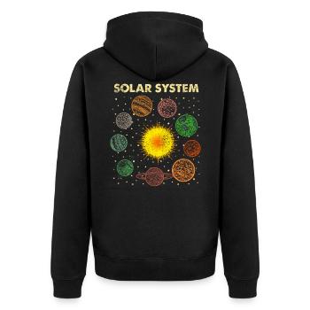Sonnensystem - Unisex Premium Bio Zip Hoodie - Schwarz - Hinten - Nico (187cm)