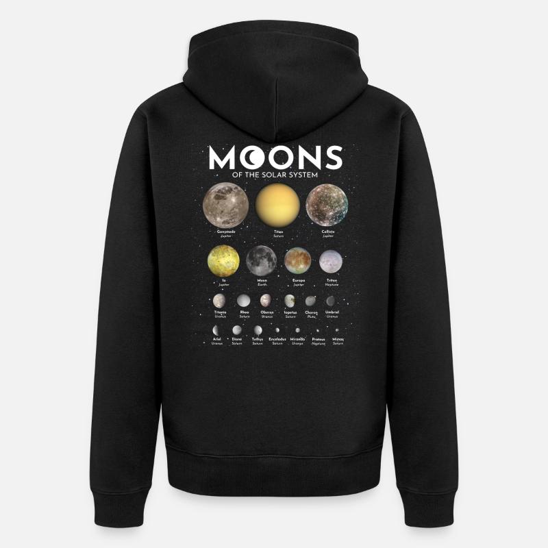 Lunes du système solaire - Veste à capuche bio Premium Unisexe - noir