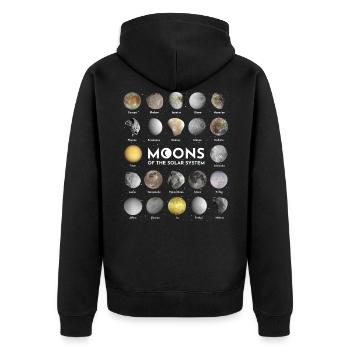 Moons of the Solar System - Unisex Premium Organic Zip Hoodie - black - Back - Nico (187cm)
