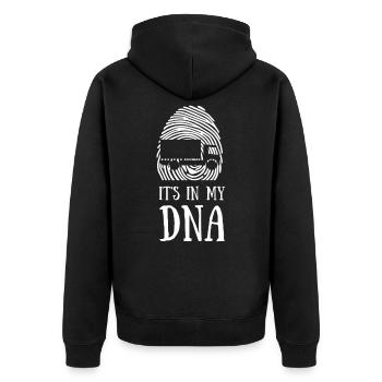 LKW trucker Beruf job lager verkehr geschenk - Unisex Premium Bio Zip Hoodie - Schwarz - Hinten - Nico (187cm)
