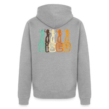 Disco - Unisex Premium Bio Zip Hoodie - Grau meliert - Hinten - Nico (187cm)
