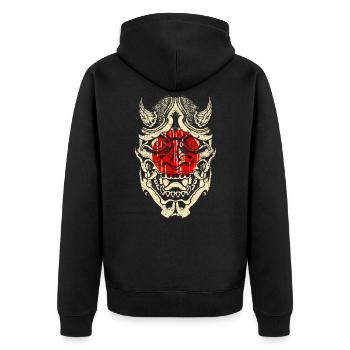 Masque de samouraï japonais - Veste à capuche bio Premium Unisexe - noir - Dos - Nico (187cm)