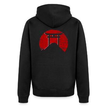 Japan - Unisex Premium Bio Zip Hoodie - Schwarz - Hinten - Nico (187cm)