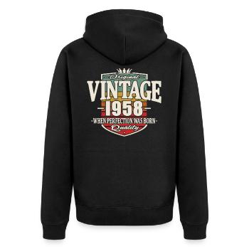 Vintage Retro Jahrgang 1958 Original - Unisex Premium Bio Zip Hoodie - Schwarz - Hinten - Nico (187cm)
