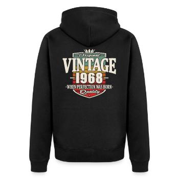 Vintage Retro Jahrgang 1968 Original - Unisex Premium Bio Zip Hoodie - Schwarz - Hinten - Nico (187cm)