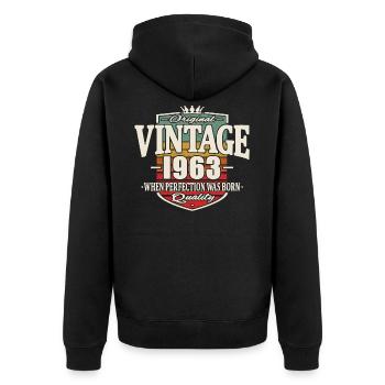 Vintage Retro Jahrgang 1963 Original - Unisex Premium Bio Zip Hoodie - Schwarz - Hinten - Nico (187cm)