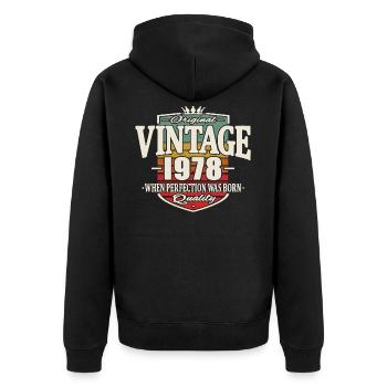 Vintage retro 1978 - Veste à capuche bio Premium Unisexe - noir - Dos - Nico (187cm)