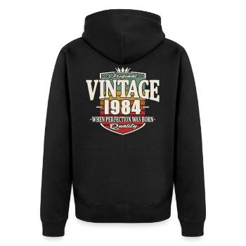 Vintage 1984 - Unisex Premium Organic Zip Hoodie - black - Back - Nico (187cm)