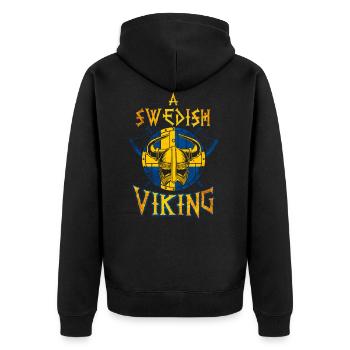 Schweden Wikinger - Unisex Premium Bio Zip Hoodie - Schwarz - Hinten - Nico (187cm)