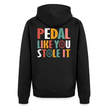 Pedal wie du es gestohlen hast - Lustiges Radfahren - Unisex Premium Bio Zip Hoodie - Schwarz - Hinten - Nico (187cm)