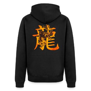 Caractères chinois avec dragon - Veste à capuche bio Premium Unisexe - noir - Dos - Nico (187cm)