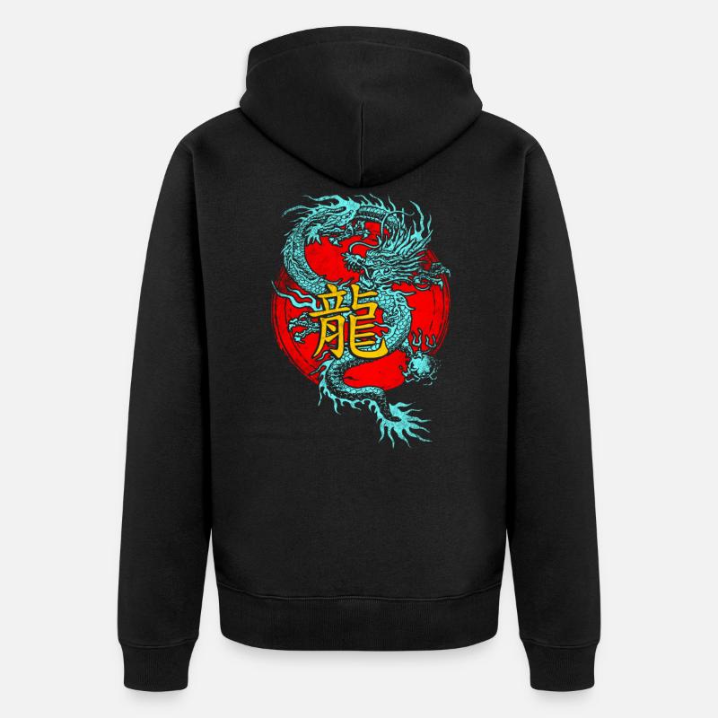 Dragon chinois - Veste à capuche bio Premium Unisexe - noir
