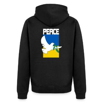 Ukraine Flagge Frieden Geschenkidee - Unisex Premium Bio Zip Hoodie - Schwarz - Hinten - Nico (187cm)
