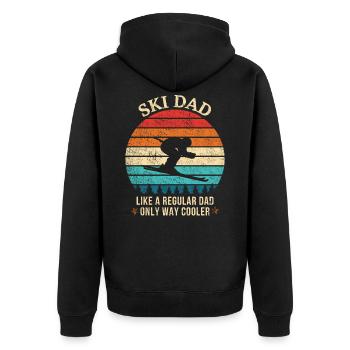 Ski Dad Funny Cute Winter Skiing - Unisex Premium Bio Zip Hoodie - Schwarz - Hinten - Nico (187cm)