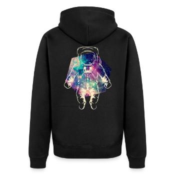 Astronaut im Weltraum - Unisex Premium Bio Zip Hoodie - Schwarz - Hinten - Nico (187cm)