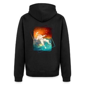 Astronaut im Weltraum - Unisex Premium Bio Zip Hoodie - Schwarz - Hinten - Nico (187cm)