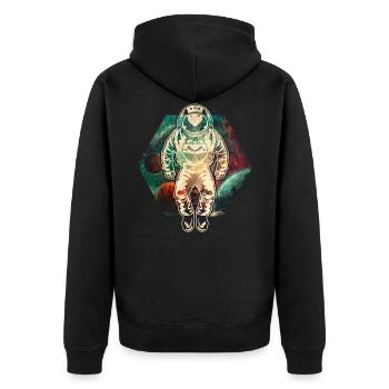 Astronaut im Weltraum - Unisex Premium Bio Zip Hoodie - Schwarz - Hinten - Nico (187cm)
