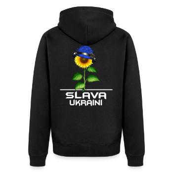 slava ukraini stand avec ukraine libre kiev - Veste à capuche bio Premium Unisexe - noir - Dos - Nico (187cm)
