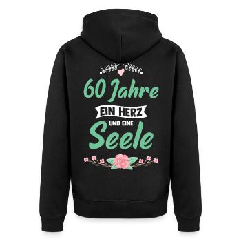 60 Jahre verheiratet Jahrestag sechzigster - Unisex Premium Bio Zip Hoodie - Schwarz - Hinten - Nico (187cm)