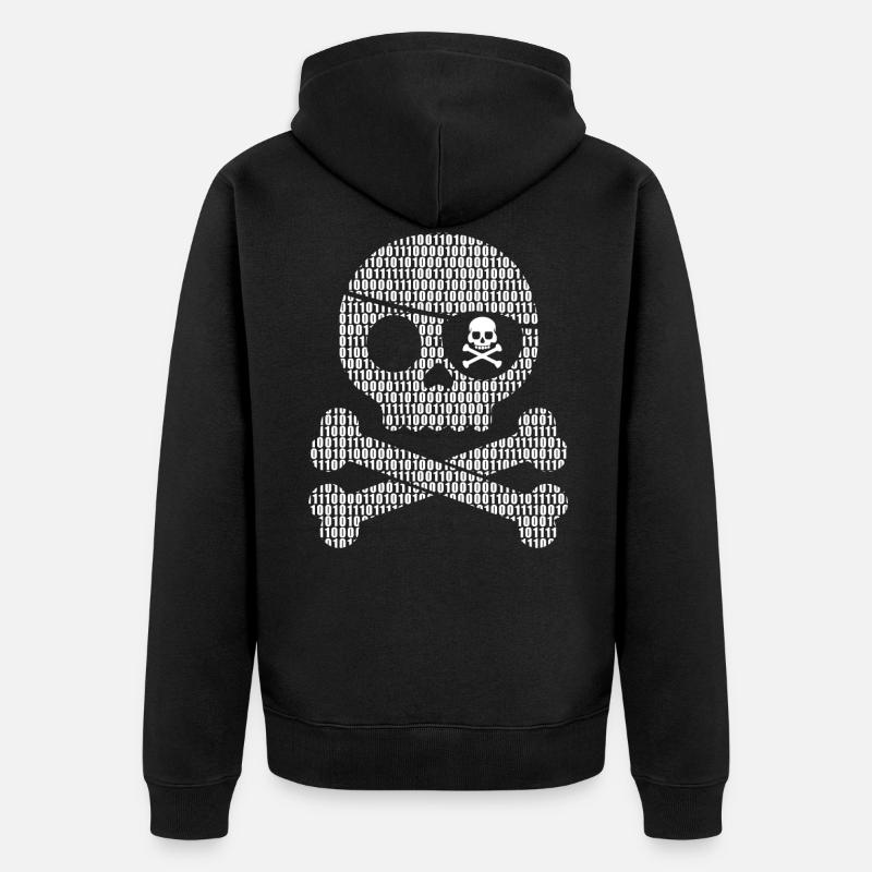 Digital Pirate Binary Code | Digital skull - Unisex Premium Organic Zip Hoodie - black