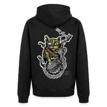 STEAMCATPUNX 01 - Unisex Premium Organic Zip Hoodie - black - Back - Nico (187cm)