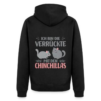 Chinchilla - Unisex Premium Bio Zip Hoodie - Schwarz - Hinten - Nico (187cm)