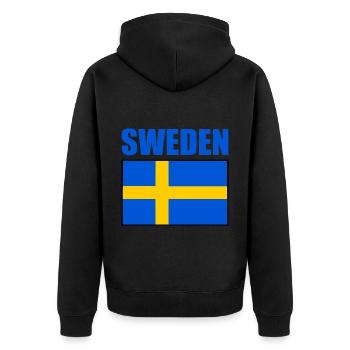 Sweden - Unisex Premium Organic Zip Hoodie - black - Back - Nico (187cm)