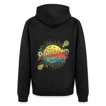 Ruhestand 2023 Rente 2023 Rentnerin Rentner 2023 - Unisex Premium Bio Zip Hoodie - Schwarz - Hinten - Nico (187cm)