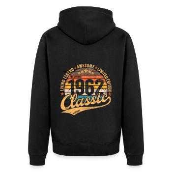 1962 Anniversaire Vintage Retro né en 1962 - Veste à capuche bio Premium Unisexe - noir - Dos - Nico (187cm)