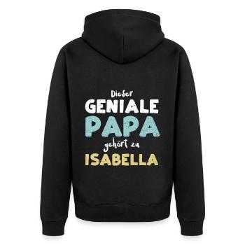 Dieser Geniale Papa Gehört Zu Is... - Unisex Premium Bio Zip Hoodie - Schwarz - Hinten - Nico (187cm)