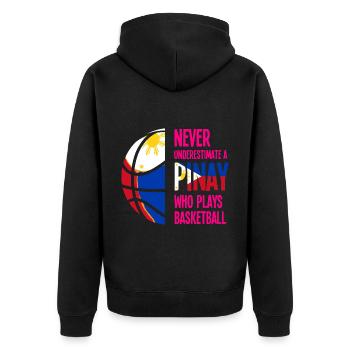 Philippinen Pinay Flagge Basketball I Geschenk - Unisex Premium Bio Zip Hoodie - Schwarz - Hinten - Nico (187cm)