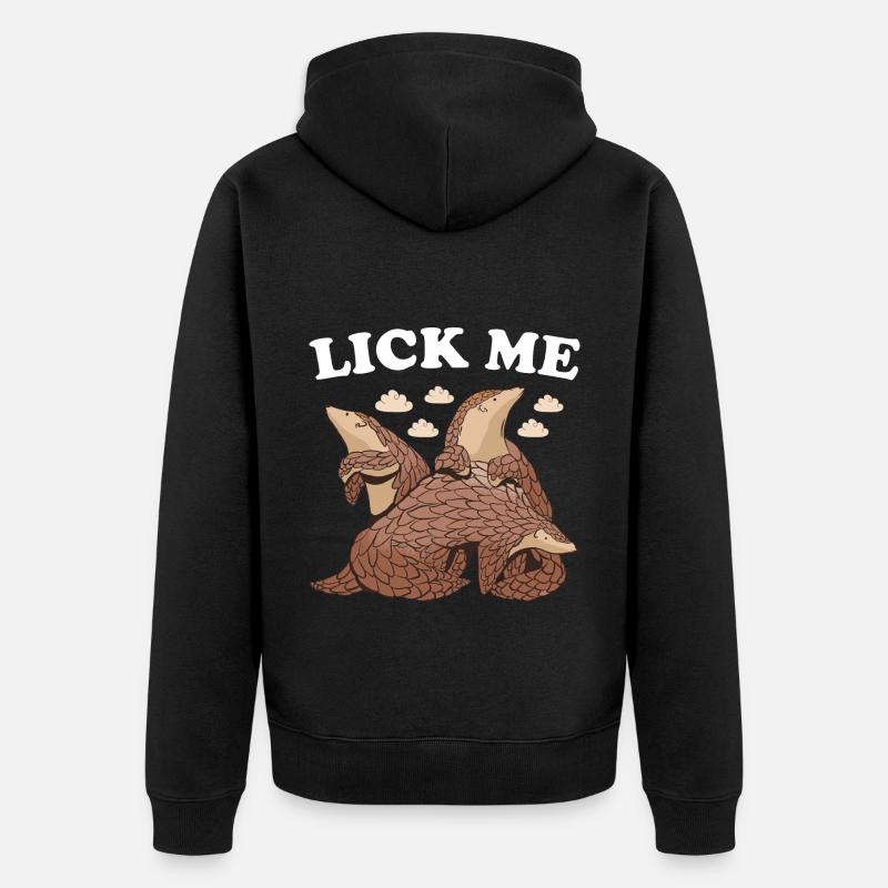 Lick Me Pangolin - Unisex Premium Bio Zip Hoodie - Schwarz