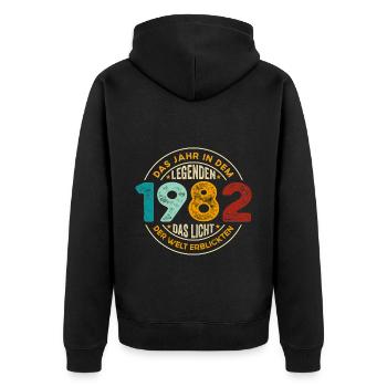 Geburtstag Legenden 1982 Jahrgang 1982 Geschenk - Unisex Premium Bio Zip Hoodie - Schwarz - Hinten - Nico (187cm)