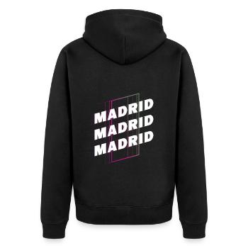 Madrid Espagne City Font Skyline Accueil - Veste à capuche bio Premium Unisexe - noir - Dos - Nico (187cm)