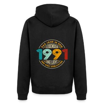 Geburtstag Legenden 1991 Jahrgang 1991 Geschenk - Unisex Premium Bio Zip Hoodie - Schwarz - Hinten - Nico (187cm)