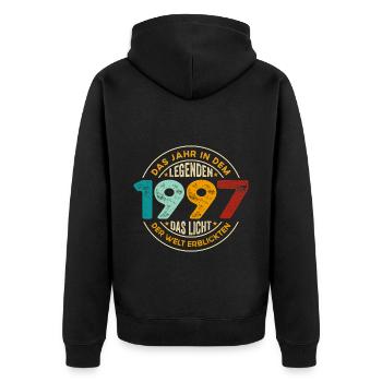 Geburtstag Legenden 1997 Jahrgang 1997 Geschenk - Unisex Premium Bio Zip Hoodie - Schwarz - Hinten - Nico (187cm)