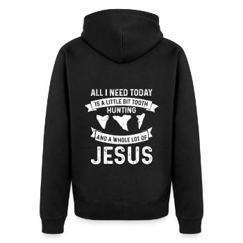 Fossil Archaeology Design Fossils Fossil Hunters - Unisex Premium Organic Zip Hoodie - black - Back - Nico (187cm)