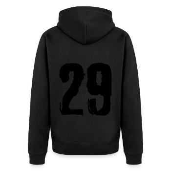 29 Zahl Trikot - Unisex Premium Bio Zip Hoodie - Schwarz - Hinten - Nico (187cm)
