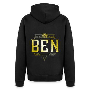 Ben - Unisex Premium Bio Zip Hoodie - Schwarz - Hinten - Nico (187cm)